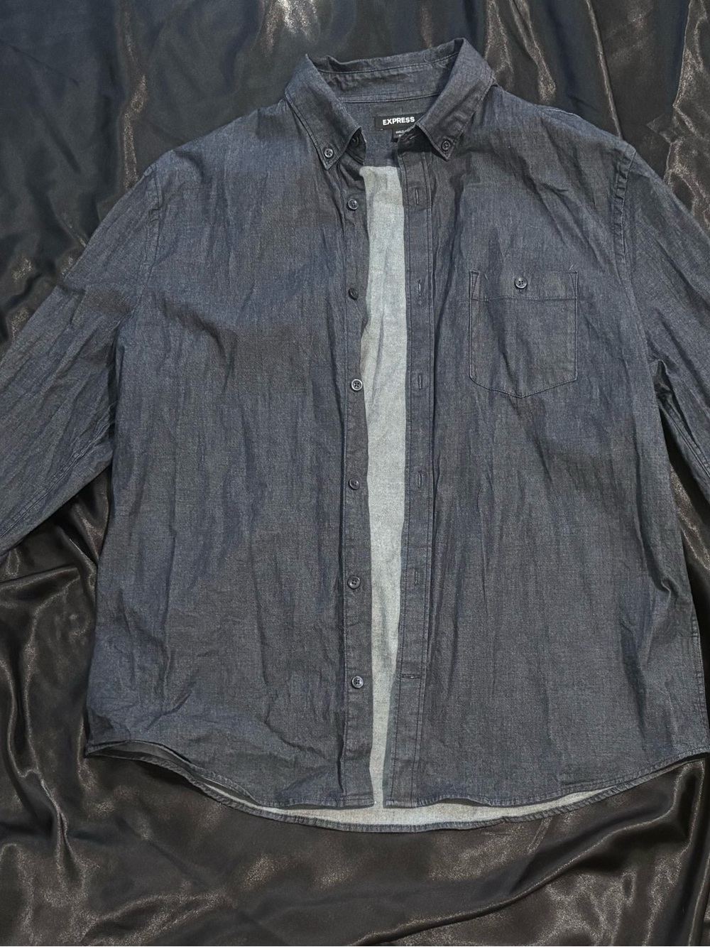 Express Men's Blue Denim Button-Down Shirt